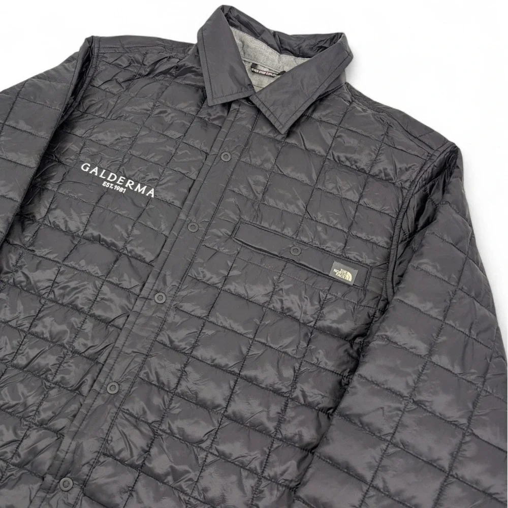 The North Face Thermoball Shirt Jacket Mens Black Logo Quilted Puffer Gorpcore‎